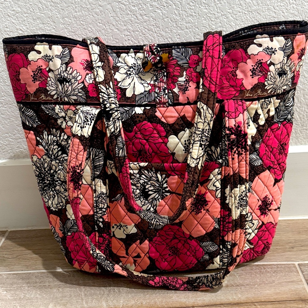 Vera Brown and Pink Floral Vera Tote Bag